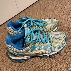 Asics Gel Nimbus 16 Women's Athletic Shoes in Blue and Yellow